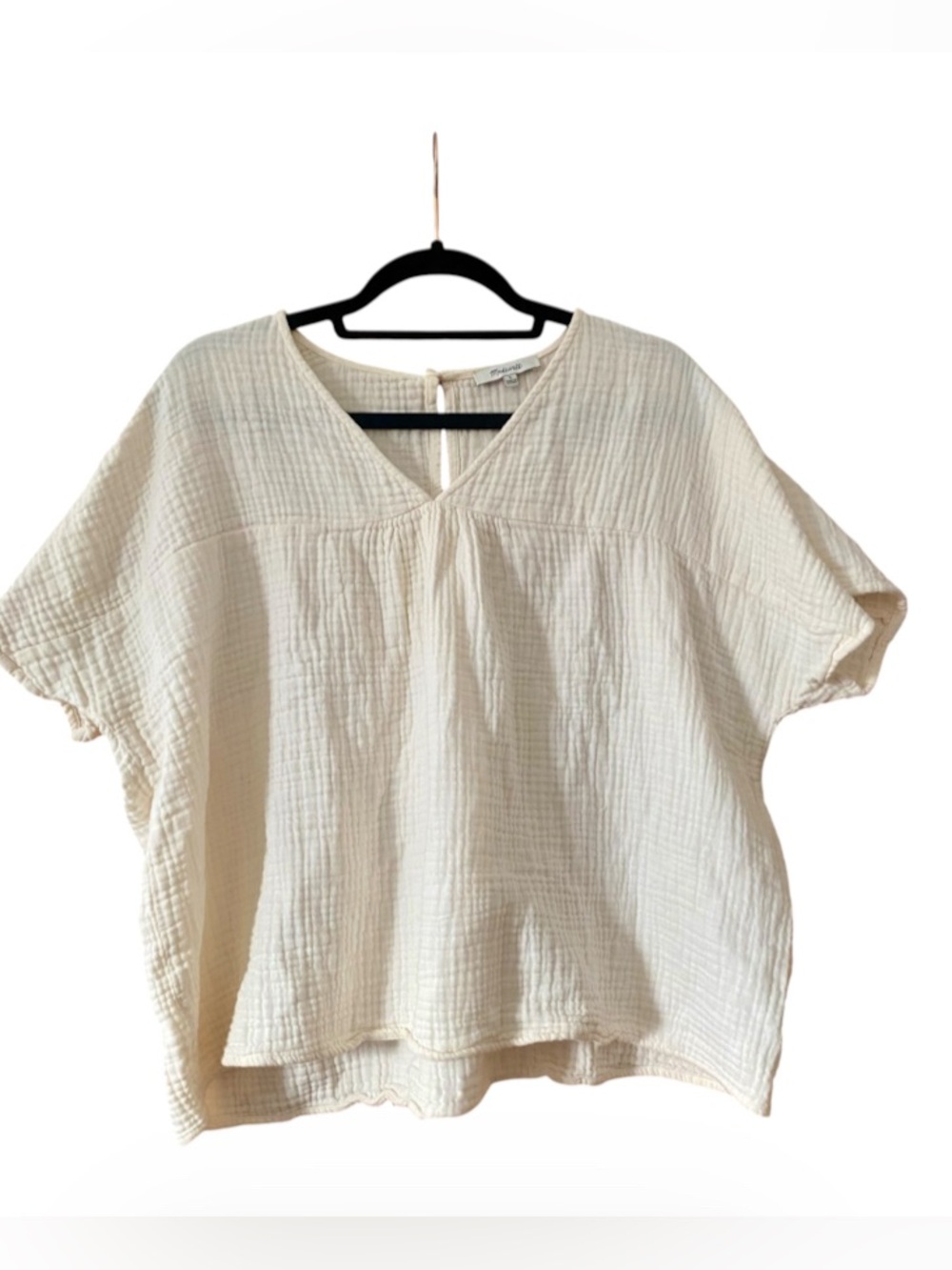 Madewell Crinkle Gauze Rhyme Top Ivory 100% Cotton Size L